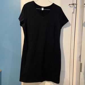 V neck black tee shirt dress